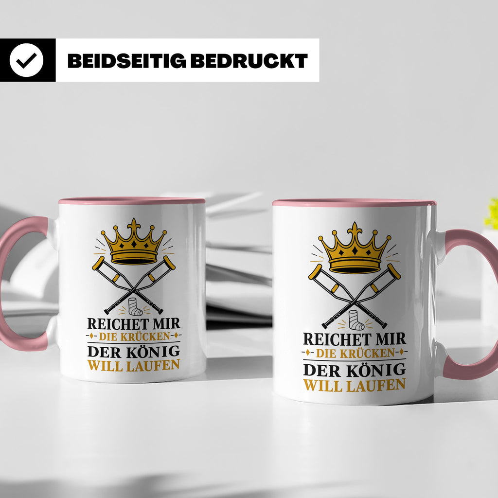 Gute Besserung Tasse Reichet mir die Krücken - Lustiges Gesc – Rosa [farbe:rosa]