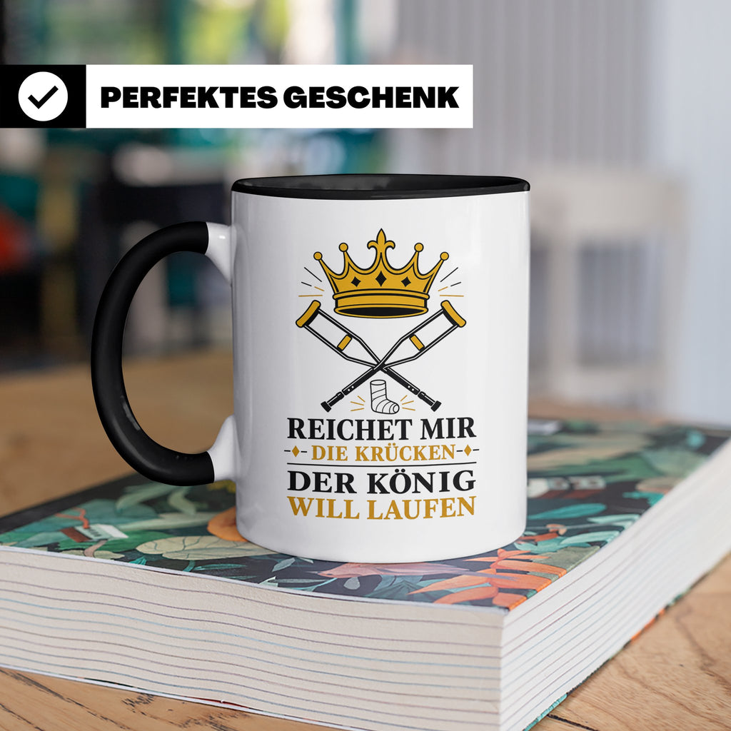 Gute Besserung Tasse Reichet mir die Krücken - Lustiges Gesc – Schwarz [farbe:schwarz]