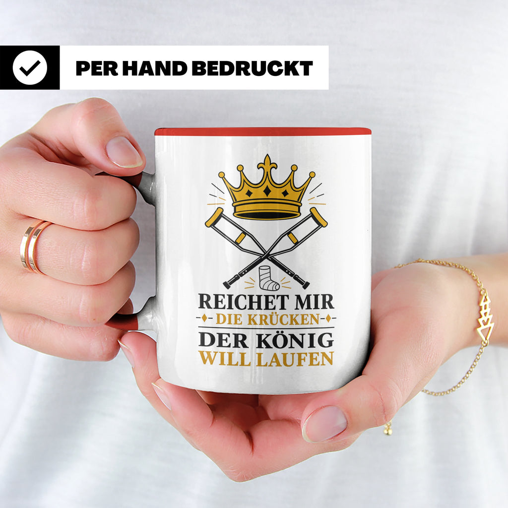 Gute Besserung Tasse Reichet mir die Krücken - Lustiges Gesc – Rot [farbe:rot]