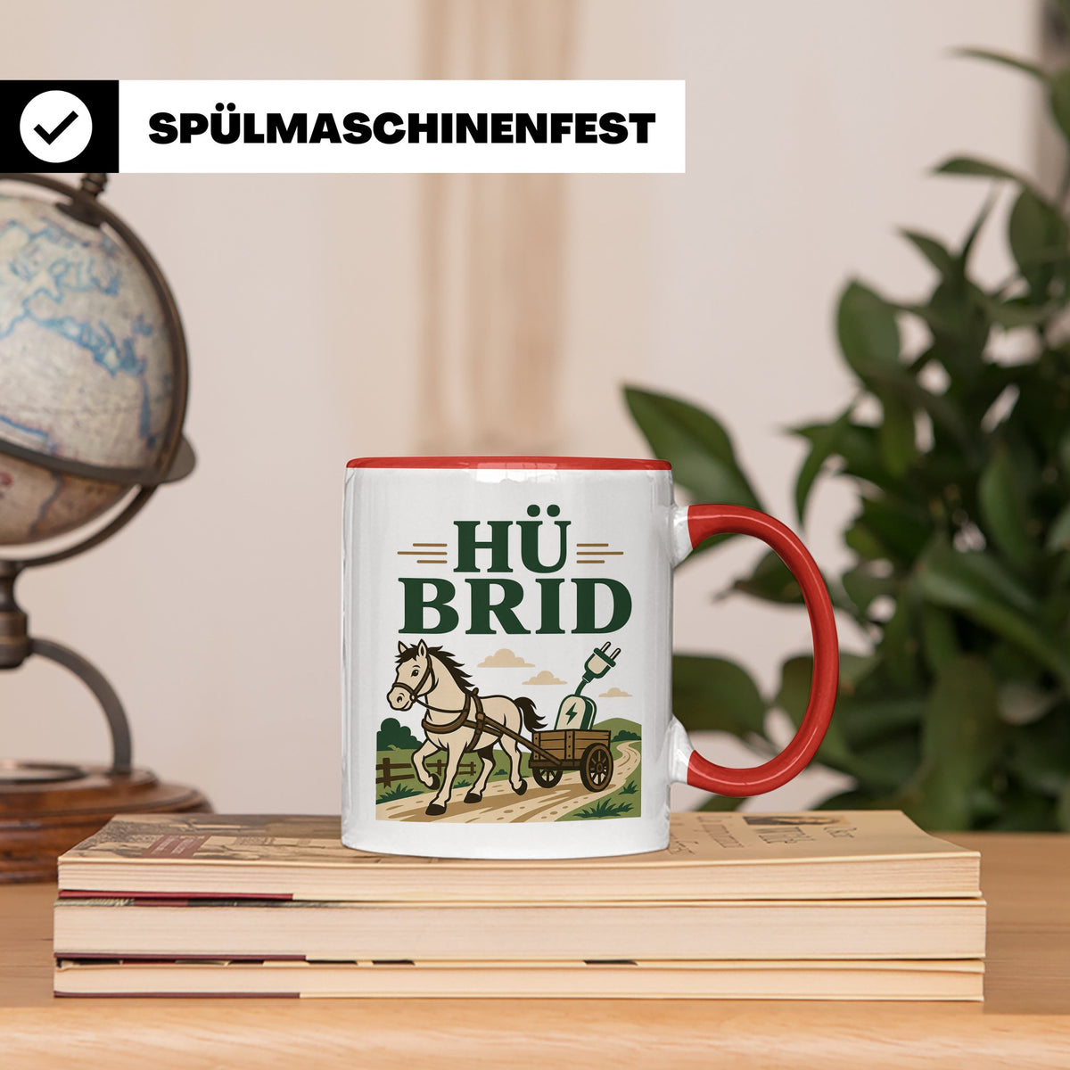 Kutsche Tasse Hü Brid - Lustiges Geschenk für Kutscher Pferd – Rot [farbe:rot]