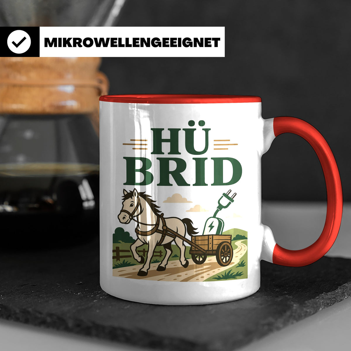 Kutsche Tasse Hü Brid - Lustiges Geschenk für Kutscher Pferd – Rot [farbe:rot]