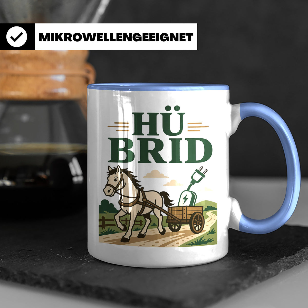 Kutsche Tasse Hü Brid - Lustiges Geschenk für Kutscher Pferd – Blau [farbe:blau]