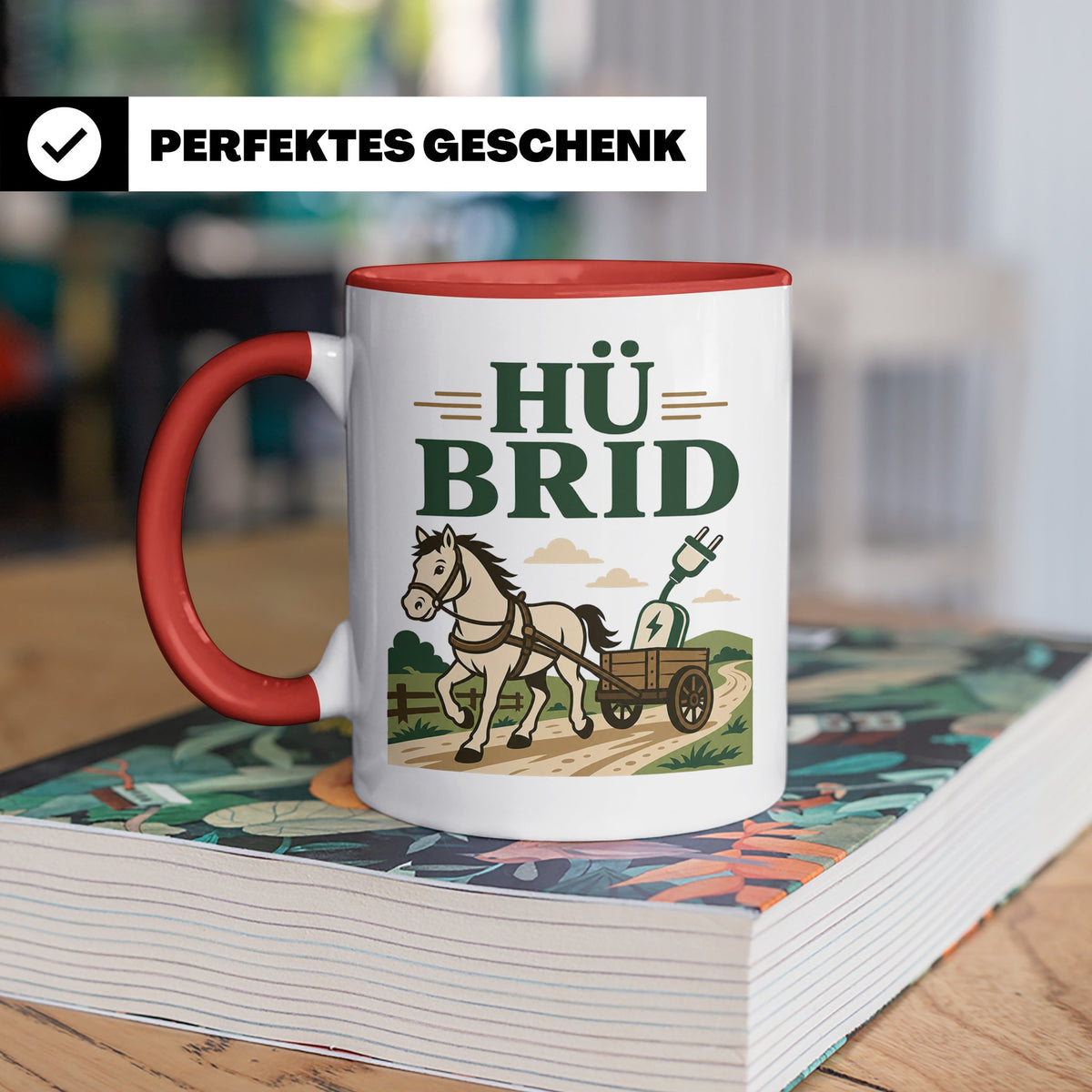 Kutsche Tasse Hü Brid - Lustiges Geschenk für Kutscher Pferd – Rot [farbe:rot]