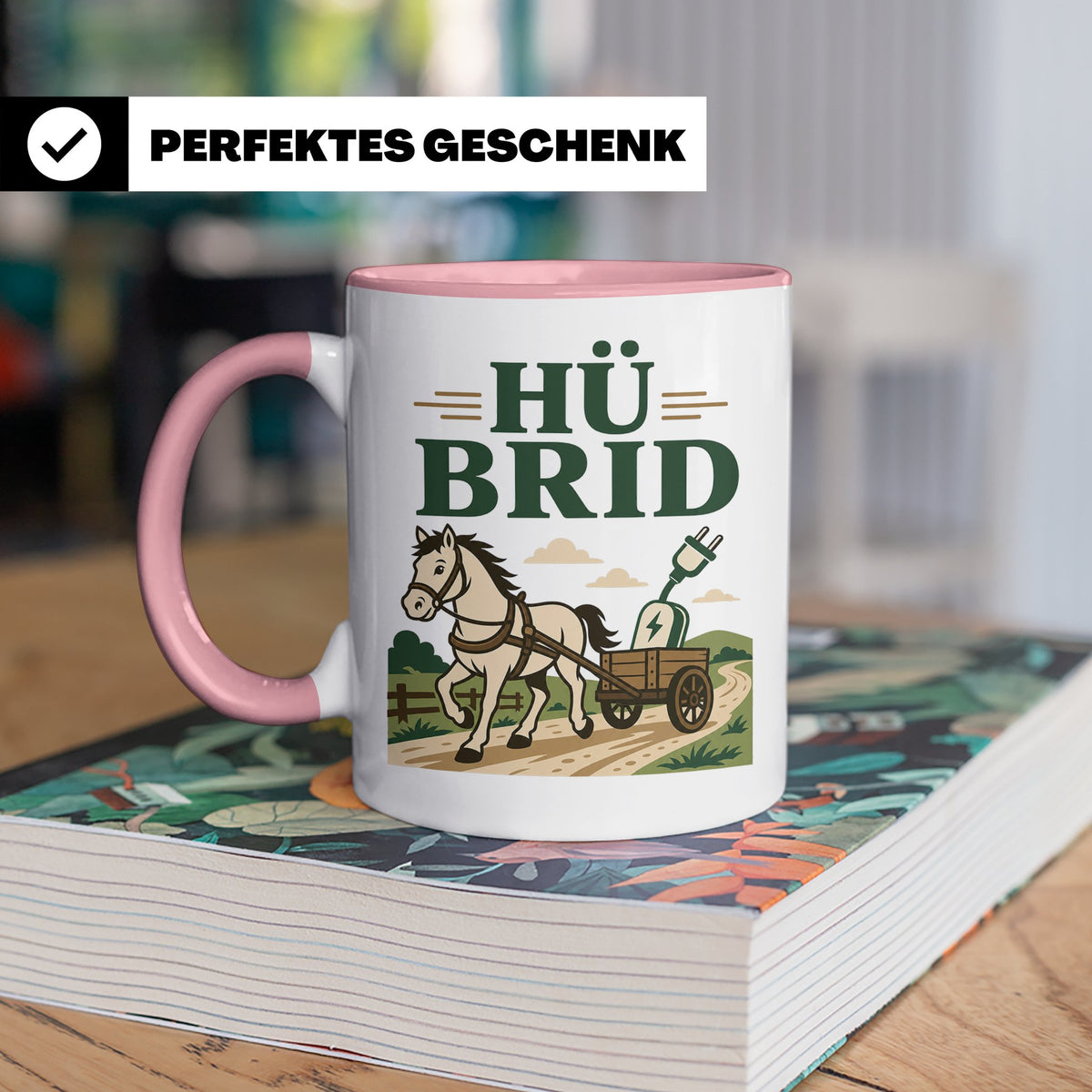 Kutsche Tasse Hü Brid - Lustiges Geschenk für Kutscher Pferd – Rosa [farbe:rosa]