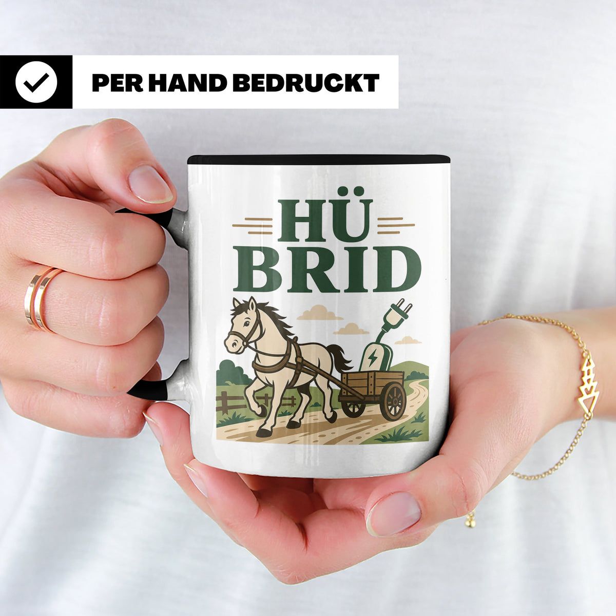 Kutsche Tasse Hü Brid - Lustiges Geschenk für Kutscher Pferd – Schwarz [farbe:schwarz]