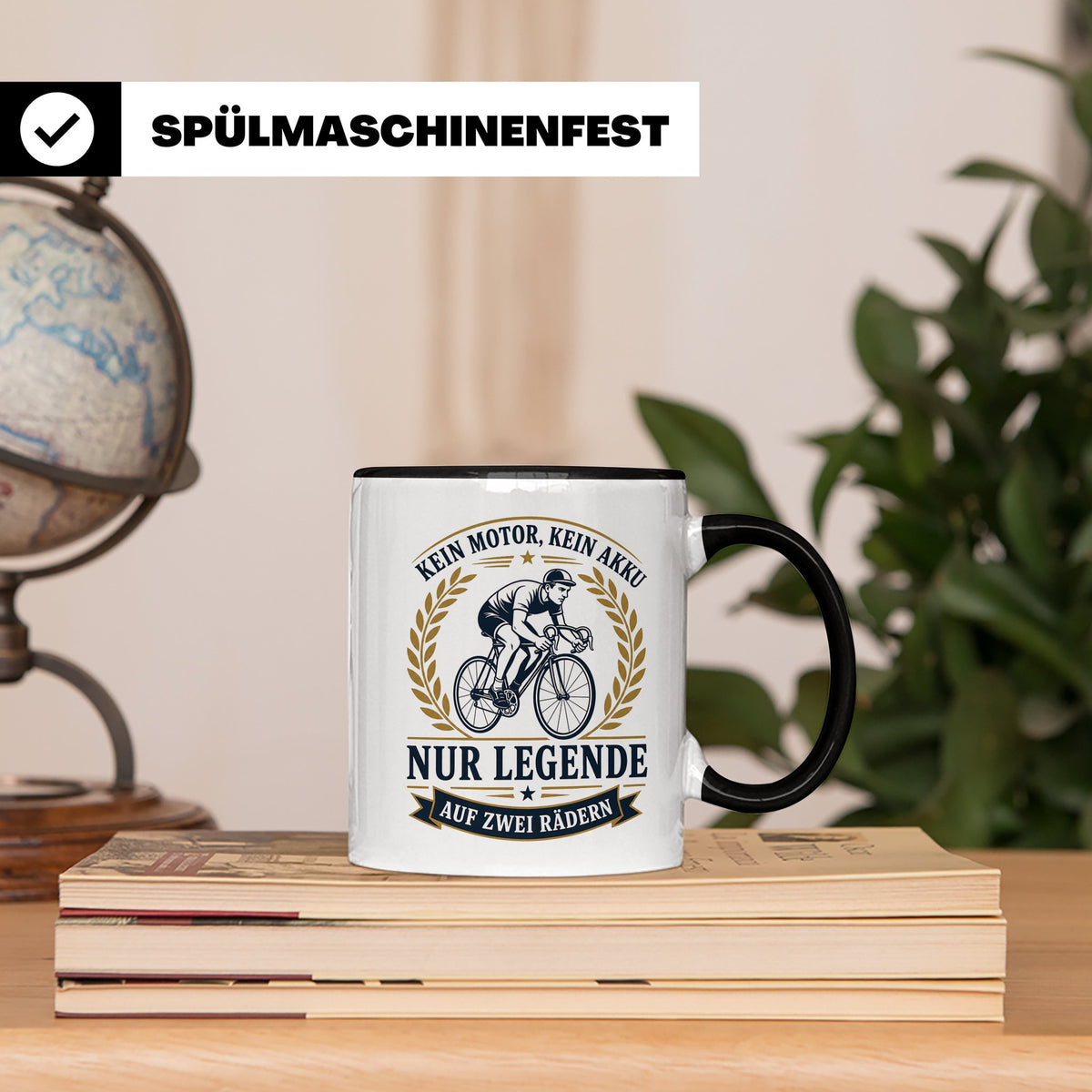 Fahrrad Tasse Kein Motor kein Akku nur Legende auf zwei Räde – Schwarz [farbe:schwarz]