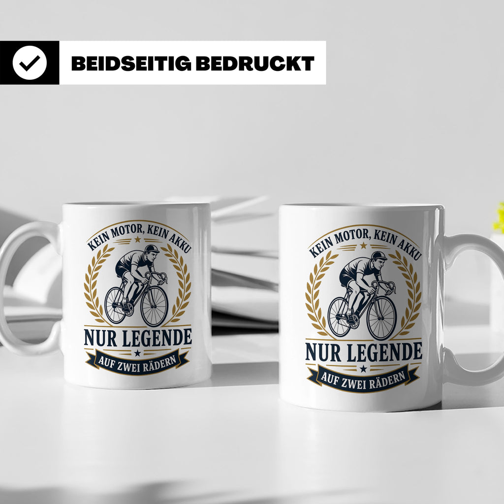 Fahrrad Tasse Kein Motor kein Akku nur Legende auf zwei Räde – Weiß [farbe:weiß]