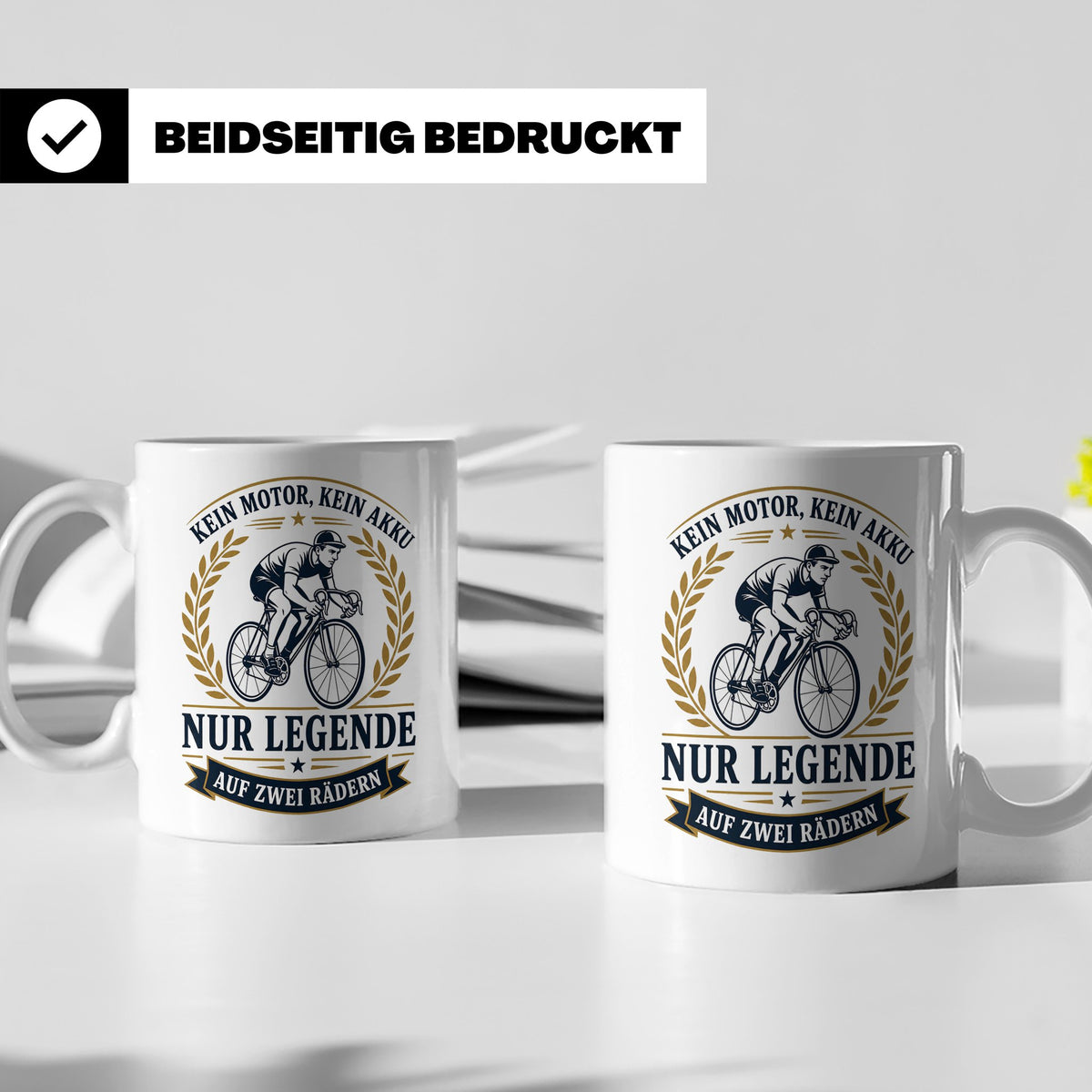 Fahrrad Tasse Kein Motor kein Akku nur Legende auf zwei Räde – Weiß [farbe:weiß]