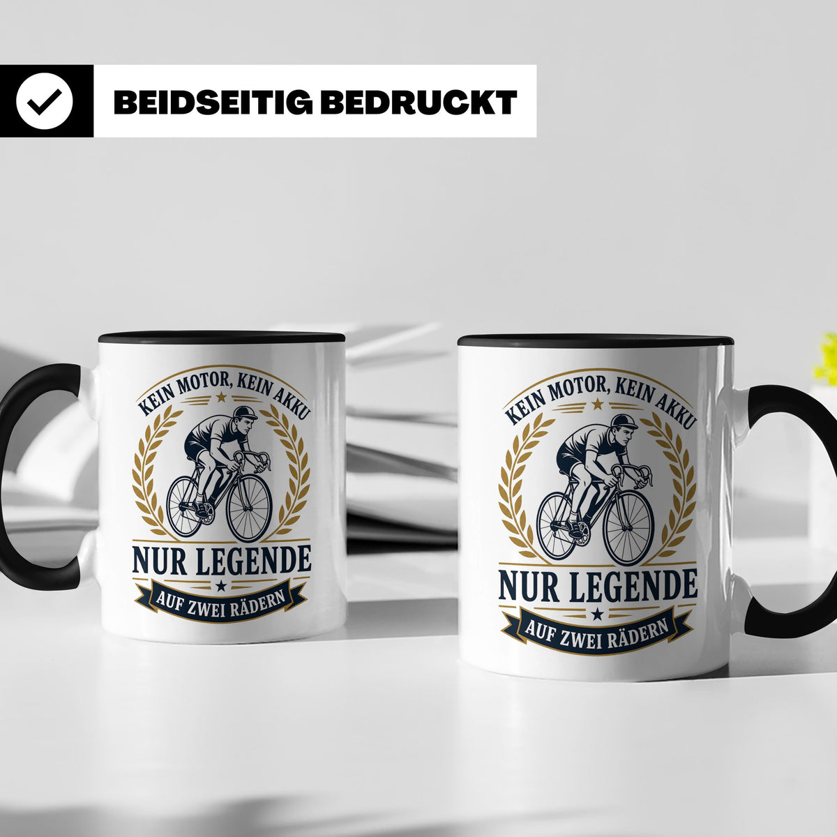 Fahrrad Tasse Kein Motor kein Akku nur Legende auf zwei Räde – Schwarz [farbe:schwarz]