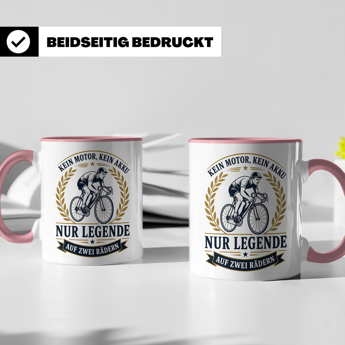 Fahrrad Tasse Kein Motor kein Akku nur Legende auf zwei Räde – Rosa [farbe:rosa]