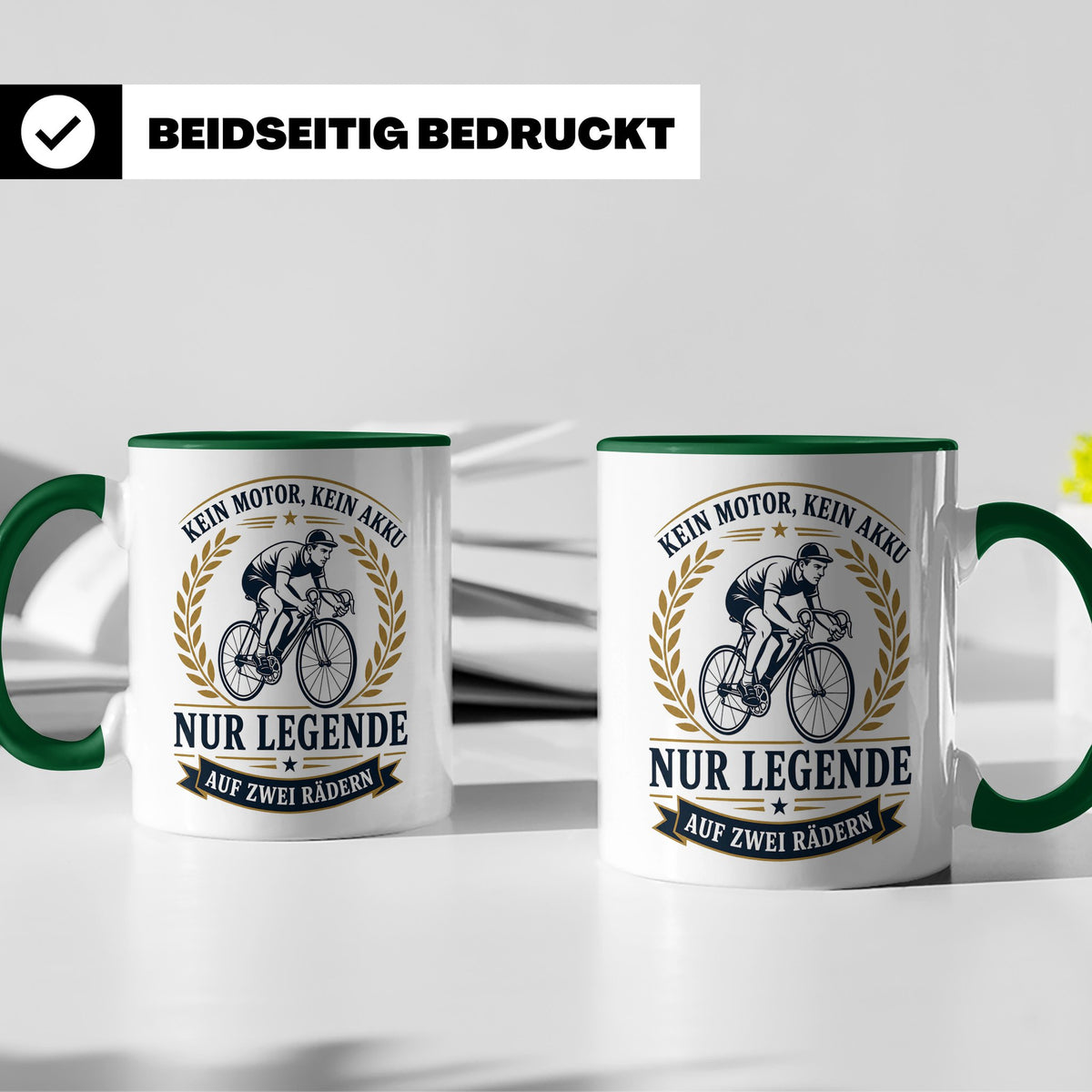 Fahrrad Tasse Kein Motor kein Akku nur Legende auf zwei Räde – Grün [farbe:grün]