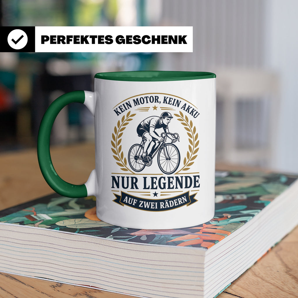 Fahrrad Tasse Kein Motor kein Akku nur Legende auf zwei Räde – Grün [farbe:grün]