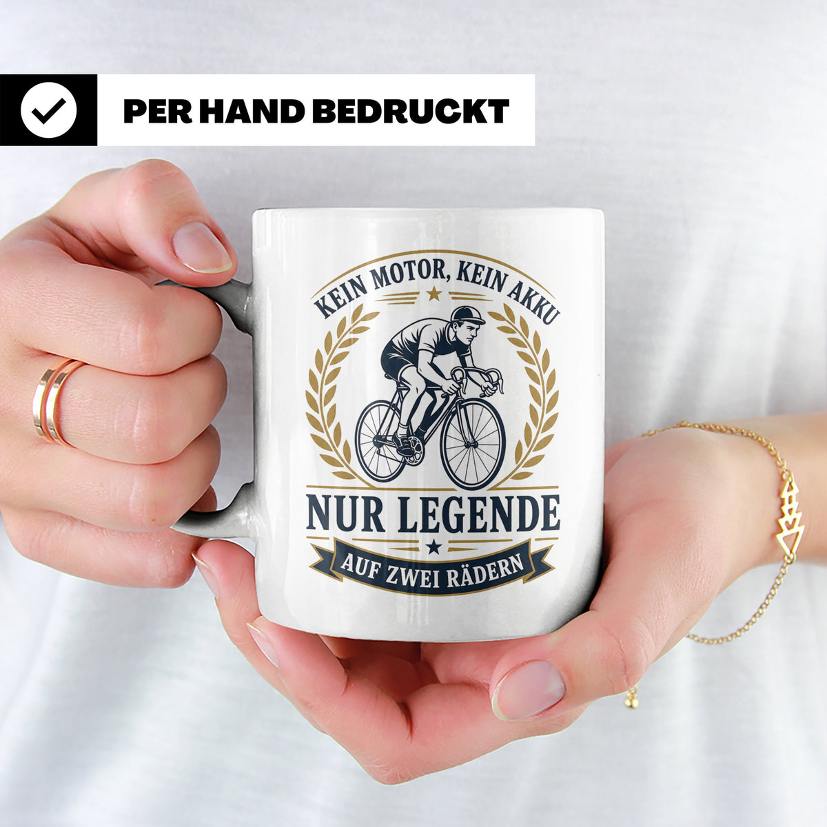 Fahrrad Tasse Kein Motor kein Akku nur Legende auf zwei Räde – Weiß [farbe:weiß]