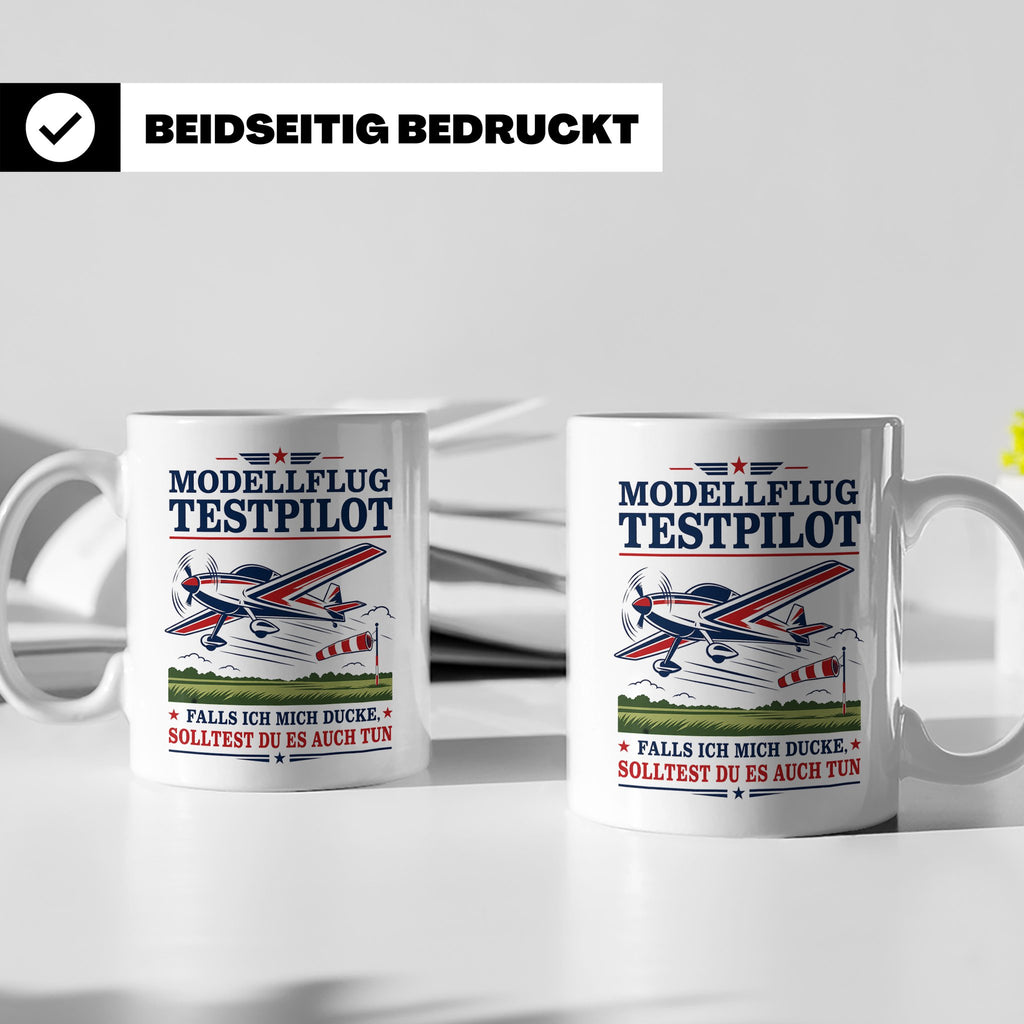 Modellflug Tasse Modellflug Testpilot falls ich mich ducke - – Weiß [farbe:weiß]