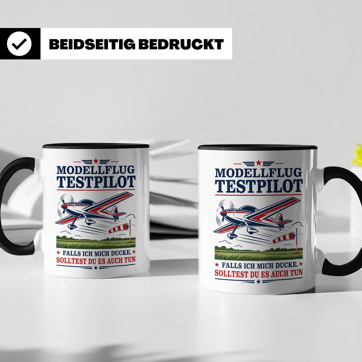 Modellflug Tasse Modellflug Testpilot falls ich mich ducke - – Schwarz [farbe:schwarz]
