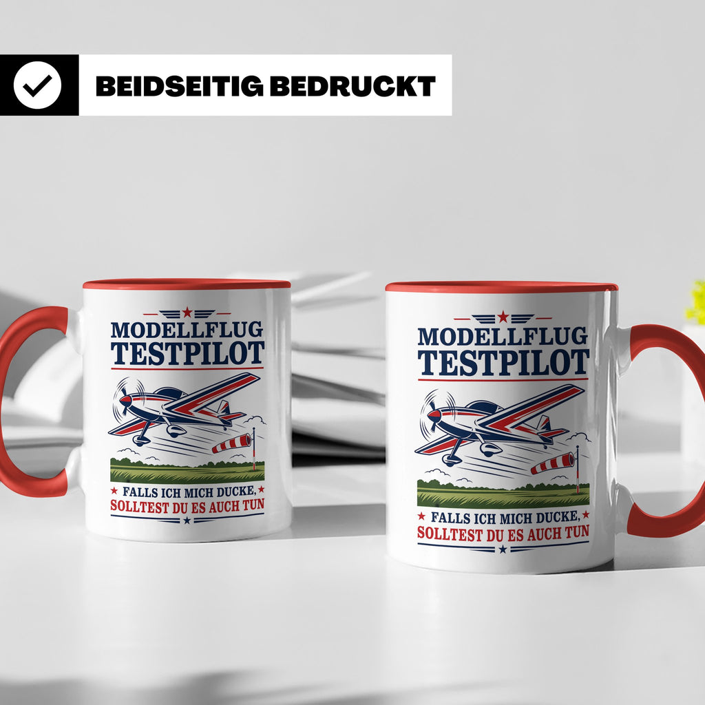 Modellflug Tasse Modellflug Testpilot falls ich mich ducke - – Rot [farbe:rot]