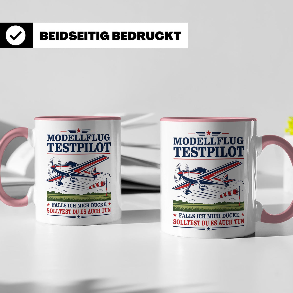 Modellflug Tasse Modellflug Testpilot falls ich mich ducke - – Rosa [farbe:rosa]