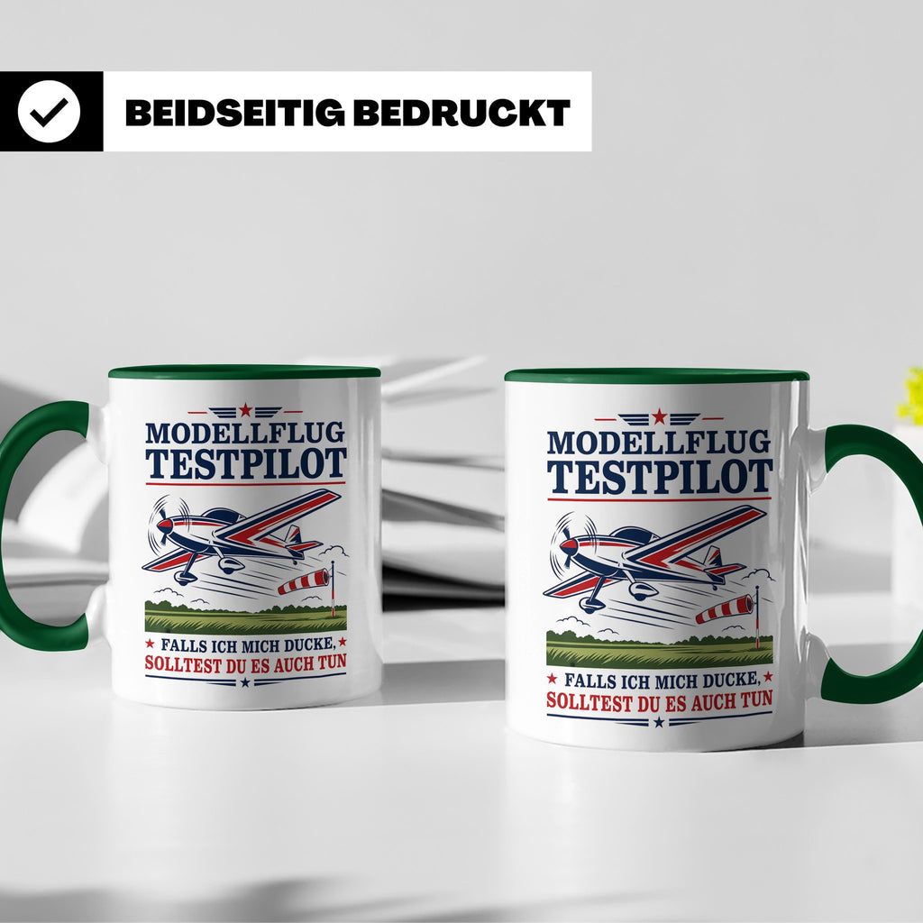 Modellflug Tasse Modellflug Testpilot falls ich mich ducke - – Grün [farbe:grün]
