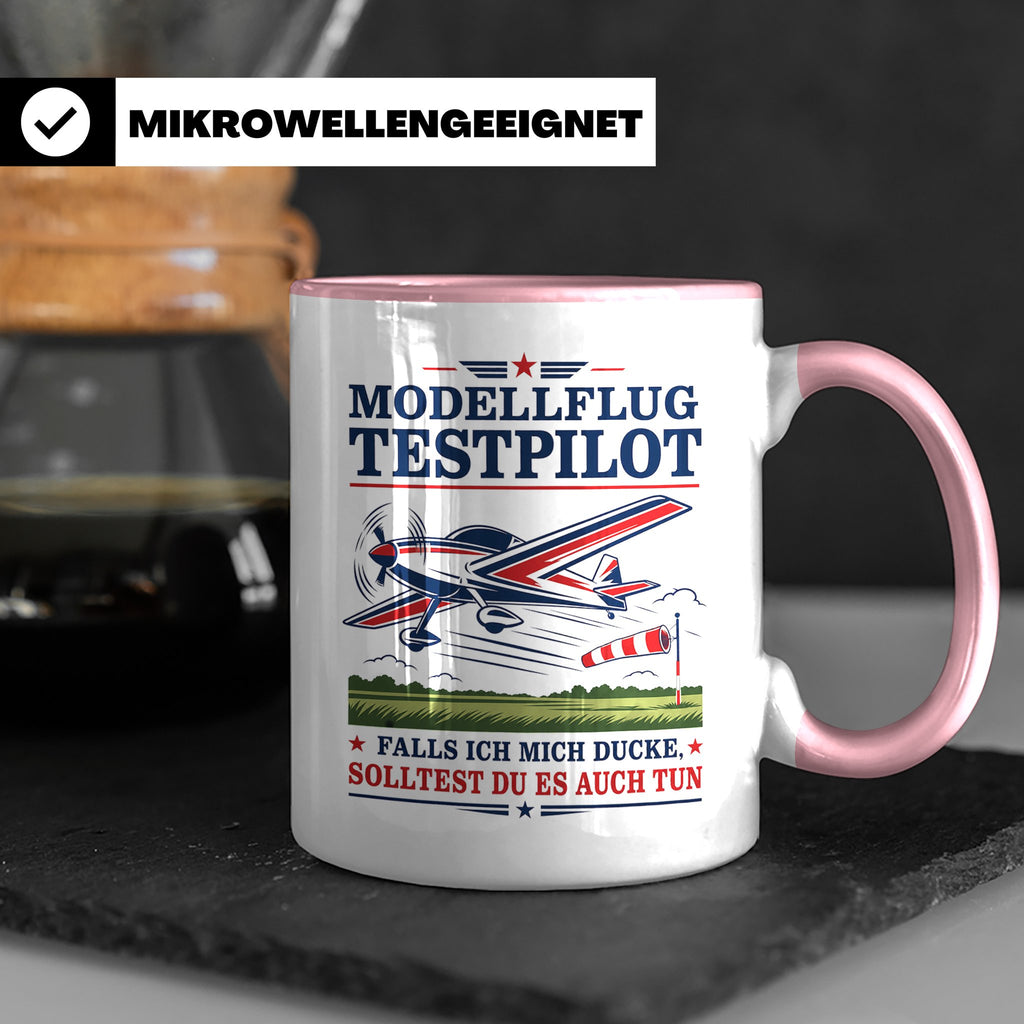 Modellflug Tasse Modellflug Testpilot falls ich mich ducke - – Rosa [farbe:rosa]