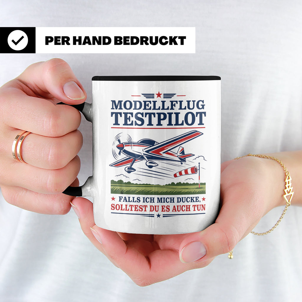 Modellflug Tasse Modellflug Testpilot falls ich mich ducke - – Schwarz [farbe:schwarz]
