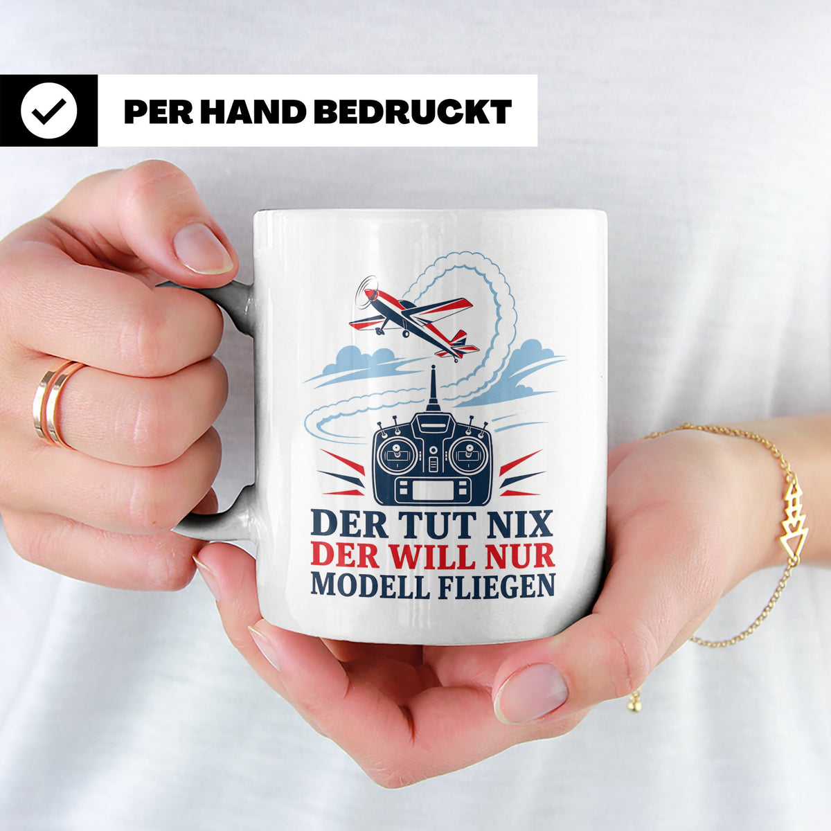 Modellflug Tasse Der tut nix der will nur Modell fliegen - G – Weiß [farbe:weiß]
