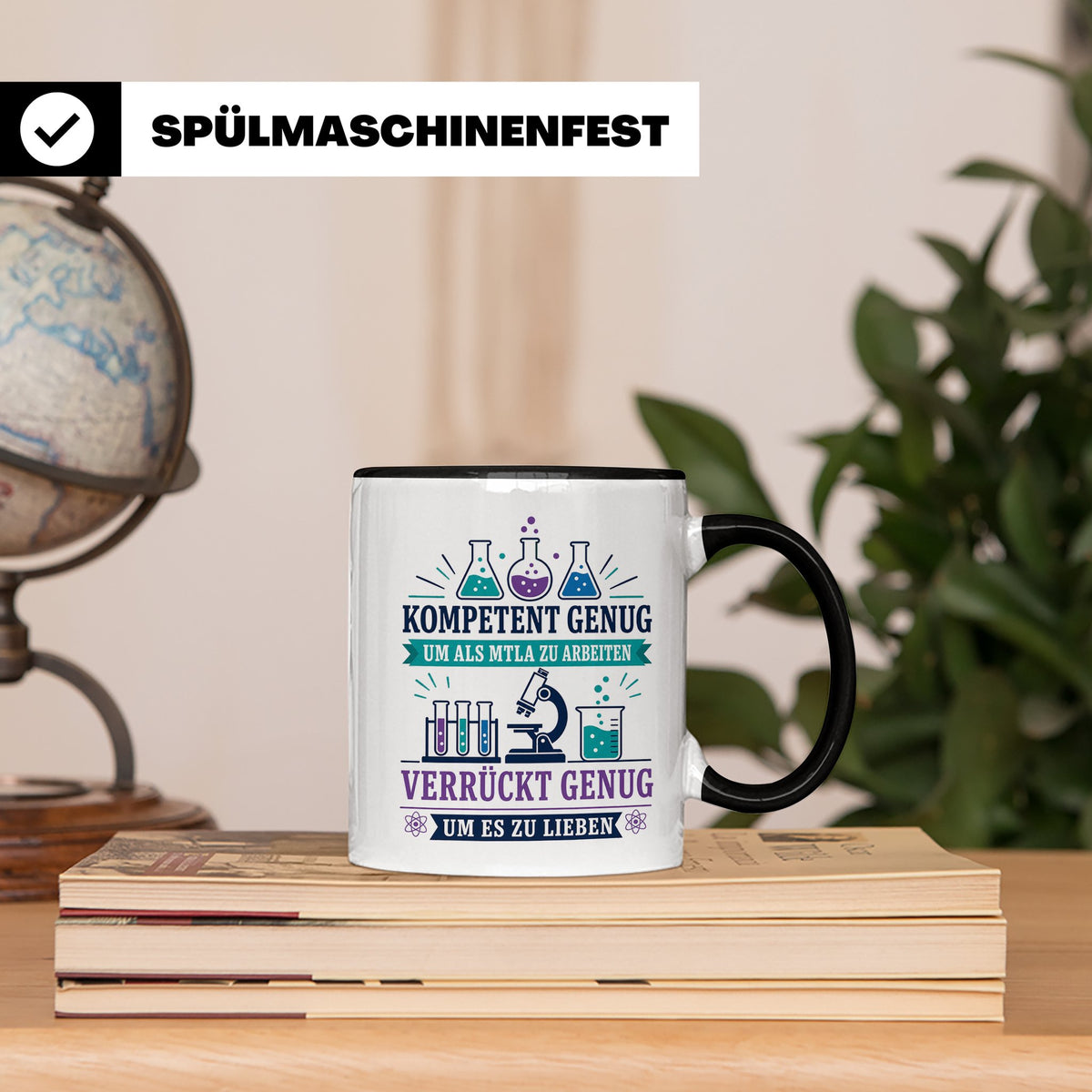 MTLA Tasse Kompetent genug um als MTLA zu arbeiten - Geschen – Schwarz [farbe:schwarz]