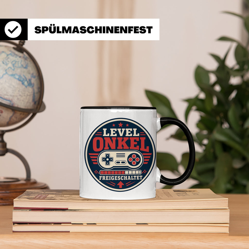 Onkel Tasse Level Onkel freigeschaltet - Geschenk für Bruder – Schwarz [farbe:schwarz]