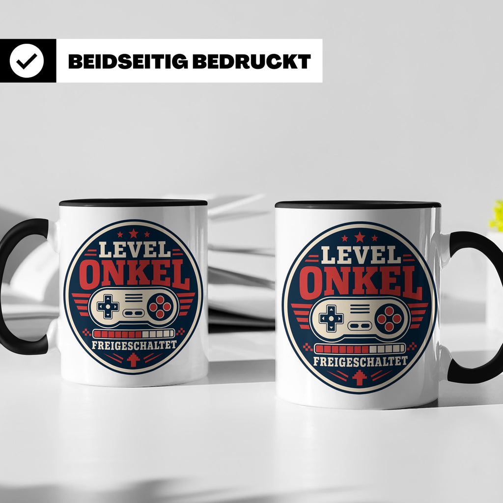 Onkel Tasse Level Onkel freigeschaltet - Geschenk für Bruder – Schwarz [farbe:schwarz]