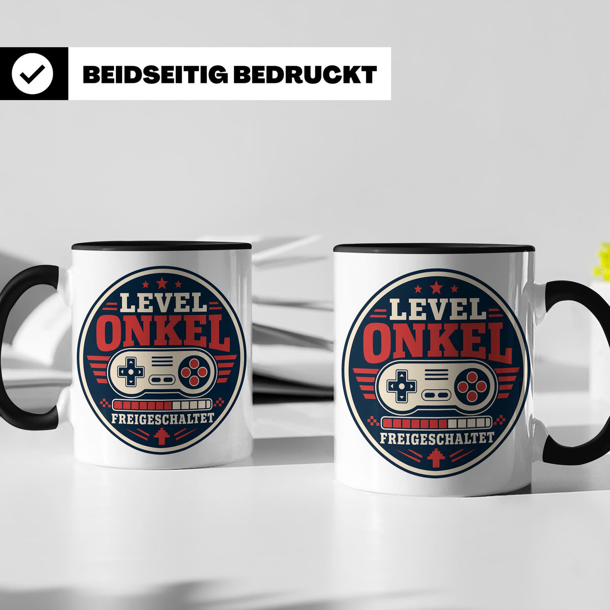 Onkel Tasse Level Onkel freigeschaltet - Geschenk für Bruder – Schwarz [farbe:schwarz]