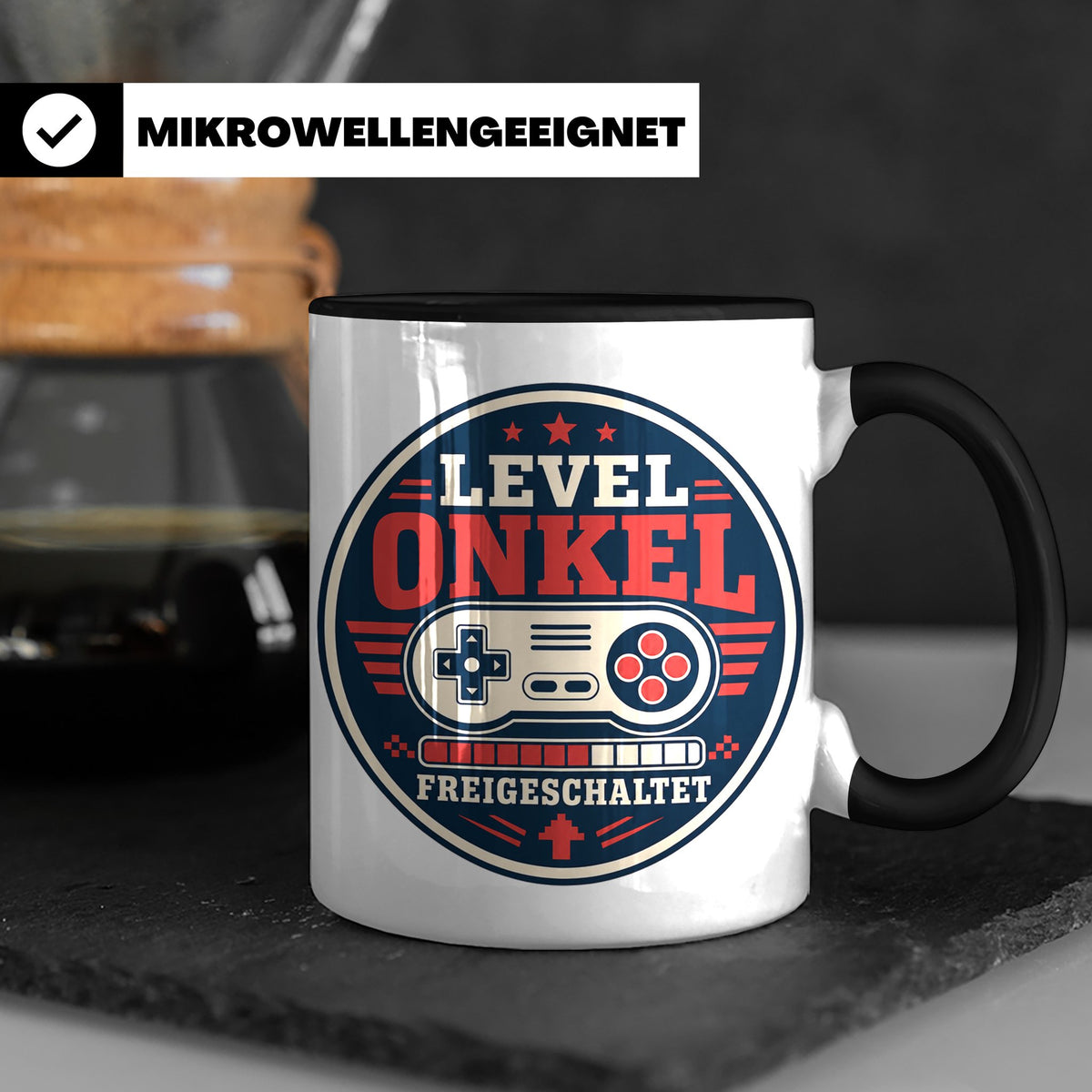 Onkel Tasse Level Onkel freigeschaltet - Geschenk für Bruder – Schwarz [farbe:schwarz]