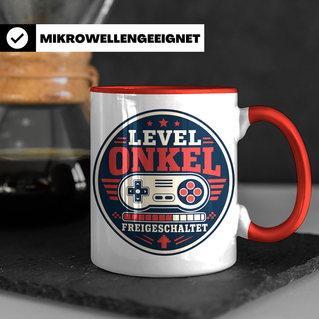Onkel Tasse Level Onkel freigeschaltet - Geschenk für Bruder – Rot [farbe:rot]