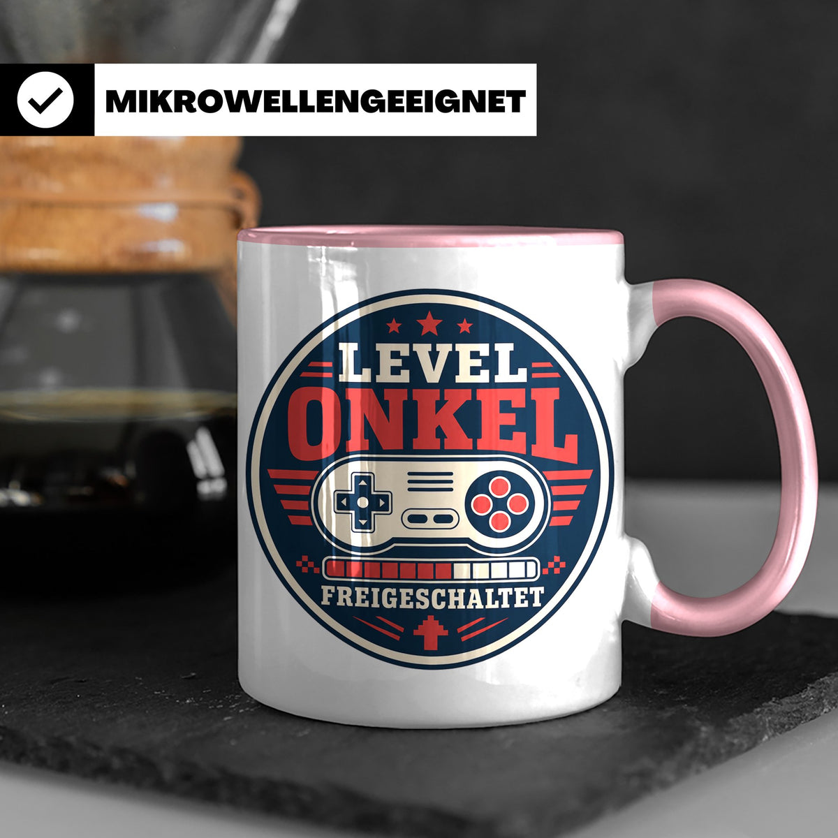 Onkel Tasse Level Onkel freigeschaltet - Geschenk für Bruder – Rosa [farbe:rosa]