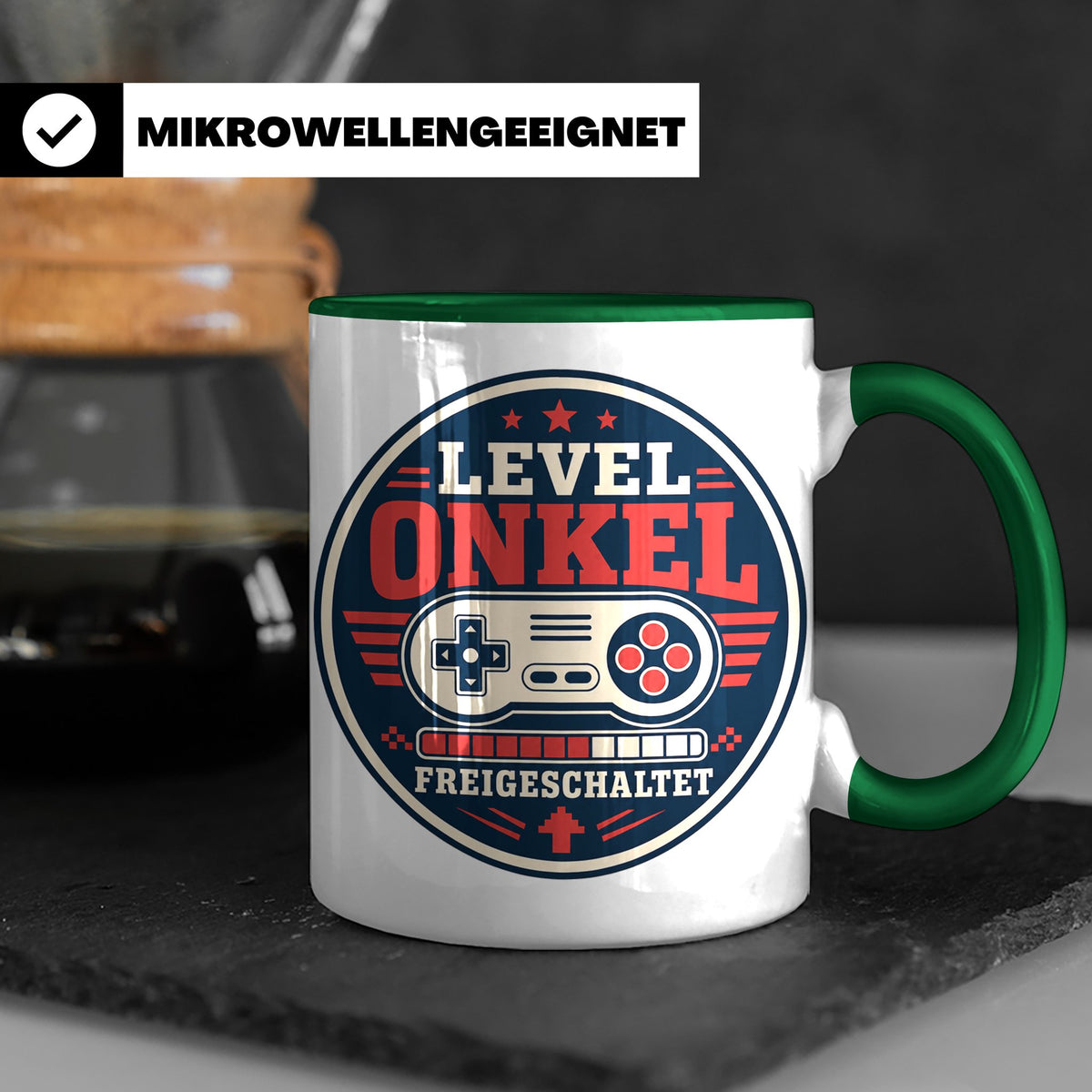 Onkel Tasse Level Onkel freigeschaltet - Geschenk für Bruder – Grün [farbe:grün]