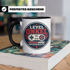 Onkel Tasse Level Onkel freigeschaltet - Geschenk für Bruder – Schwarz [farbe:schwarz]