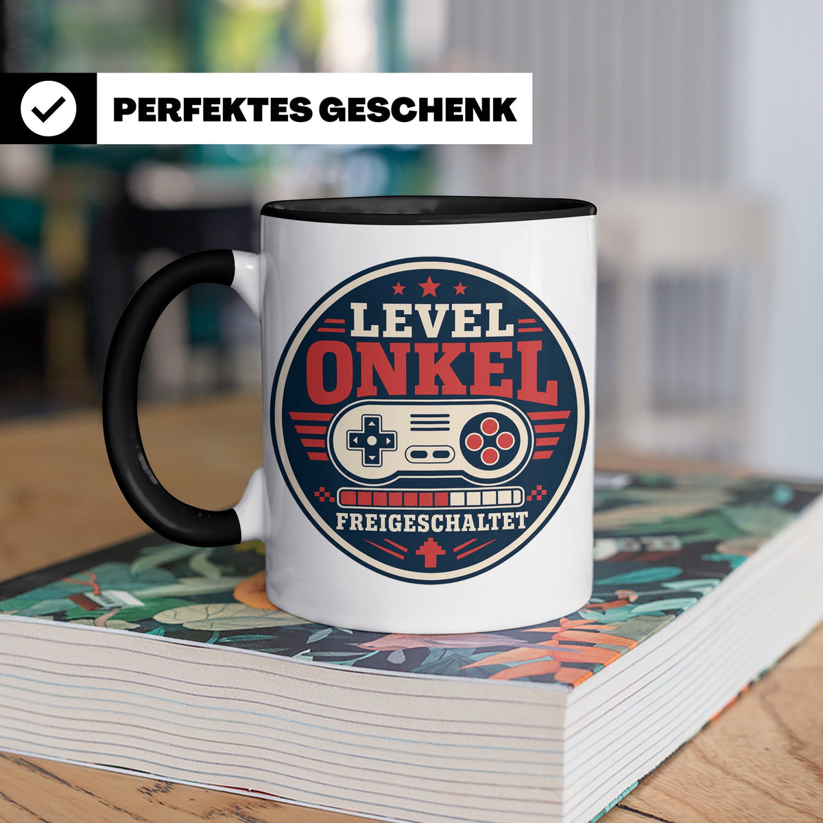 Onkel Tasse Level Onkel freigeschaltet - Geschenk für Bruder – Schwarz [farbe:schwarz]