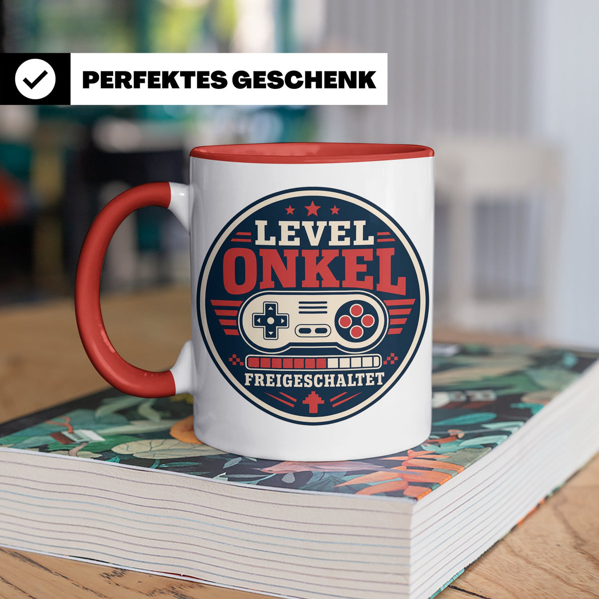 Onkel Tasse Level Onkel freigeschaltet - Geschenk für Bruder – Rot [farbe:rot]