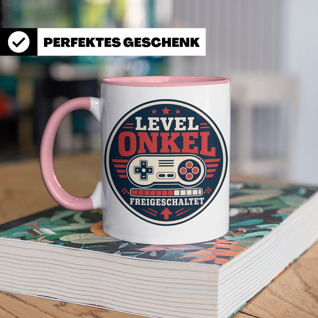 Onkel Tasse Level Onkel freigeschaltet - Geschenk für Bruder – Rosa [farbe:rosa]