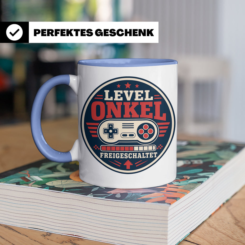 Onkel Tasse Level Onkel freigeschaltet - Geschenk für Bruder – Blau [farbe:blau]