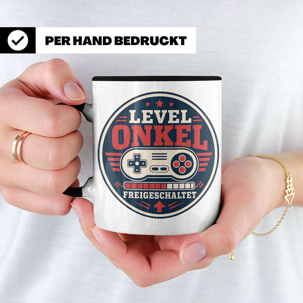 Onkel Tasse Level Onkel freigeschaltet - Geschenk für Bruder – Schwarz [farbe:schwarz]
