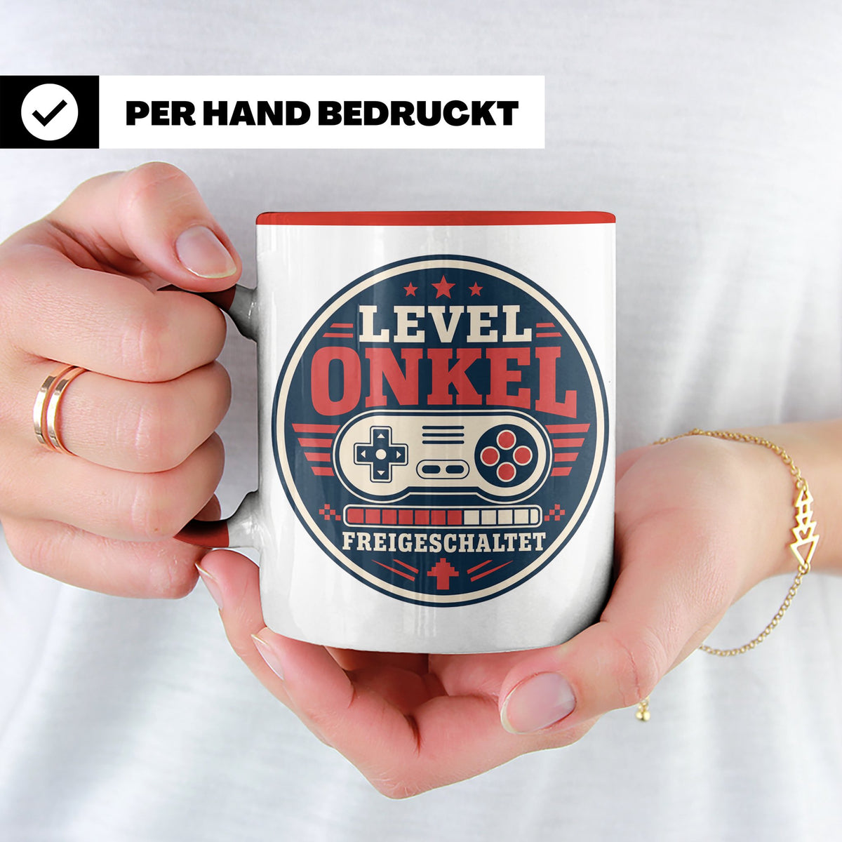 Onkel Tasse Level Onkel freigeschaltet - Geschenk für Bruder – Rot [farbe:rot]