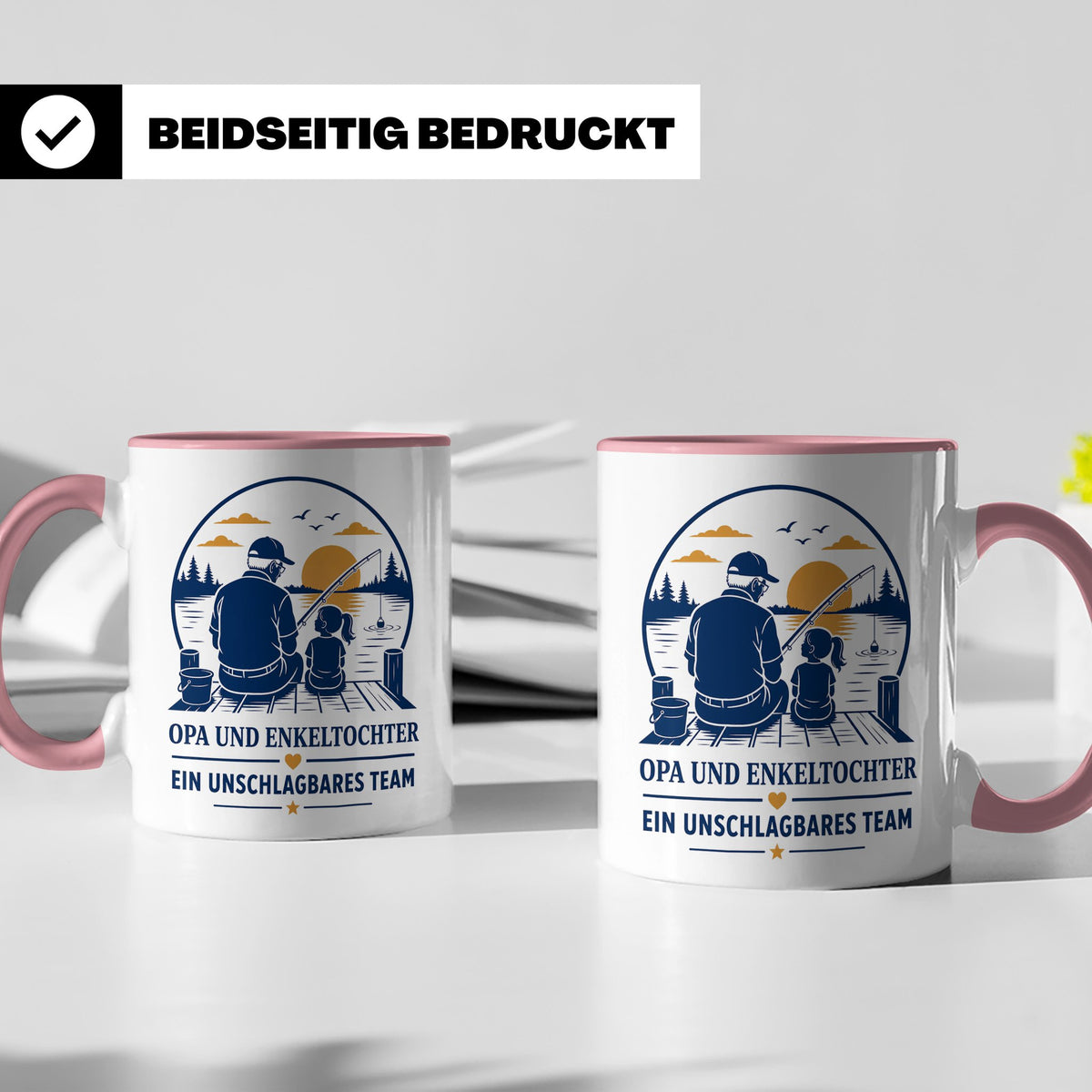 Opa Tasse Opa und Enkeltochter ein unschlagbares Team - Gesc – Rosa [farbe:rosa]