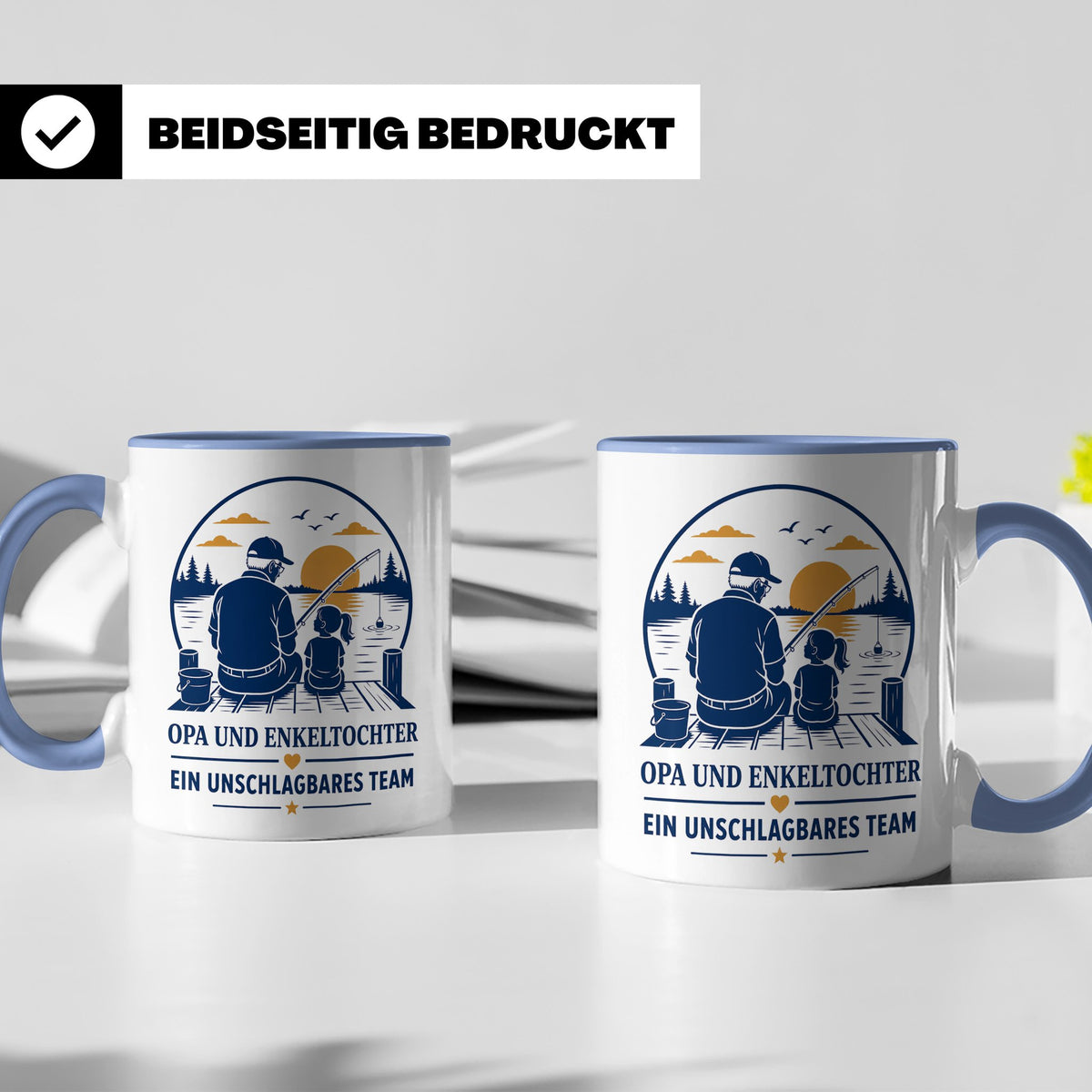 Opa Tasse Opa und Enkeltochter ein unschlagbares Team - Gesc – Blau [farbe:blau]