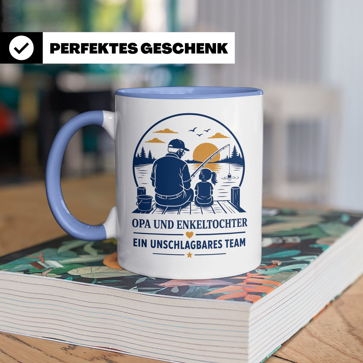 Opa Tasse Opa und Enkeltochter ein unschlagbares Team - Gesc – Blau [farbe:blau]