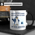 Pinguin Tasse Wer nicht mit mir auskommt muss an sich arbeit – Schwarz [farbe:schwarz]