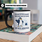 Pinguin Tasse Wer nicht mit mir auskommt muss an sich arbeit – Schwarz [farbe:schwarz]