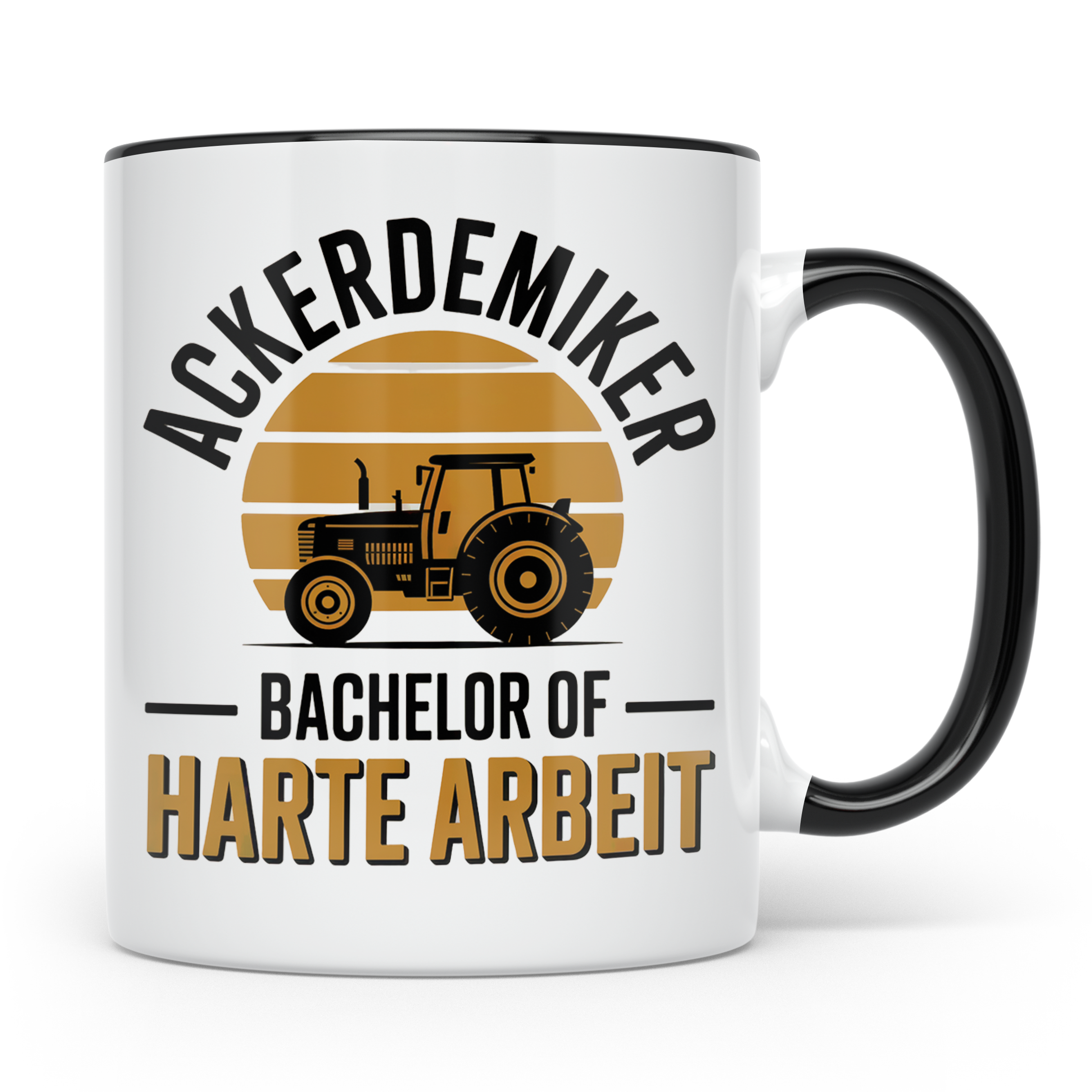 Ackerdemiker Tasse - Bachelor Harte Arbeit - Traktor Landwir – Schwarz [farbe:schwarz]