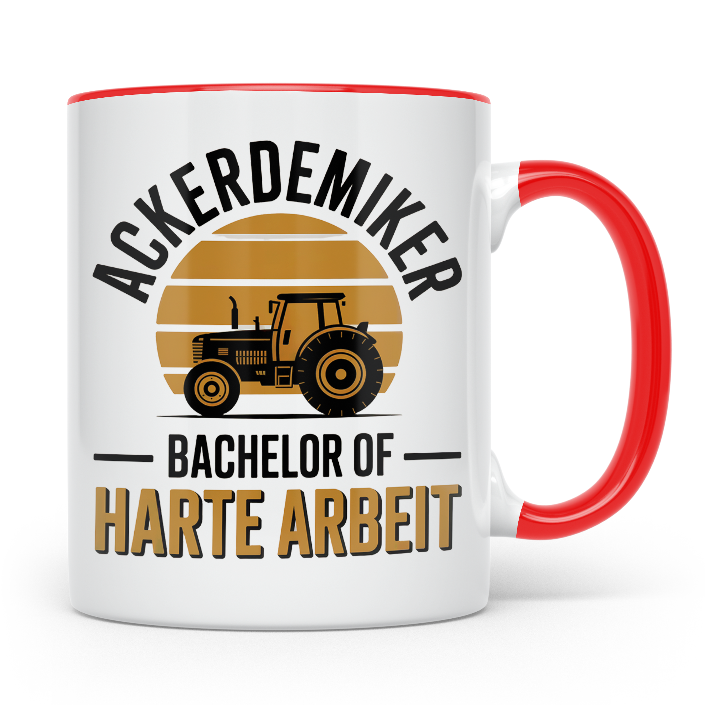 Ackerdemiker Tasse - Bachelor Harte Arbeit - Traktor Landwir – Rot [farbe:rot]