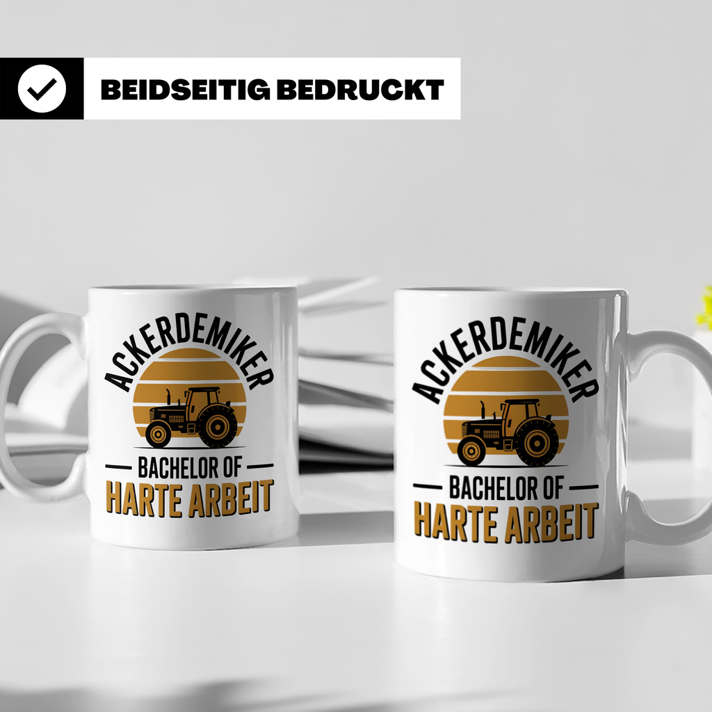 Ackerdemiker Tasse - Bachelor Harte Arbeit - Traktor Landwir – Weiß [farbe:weiß]