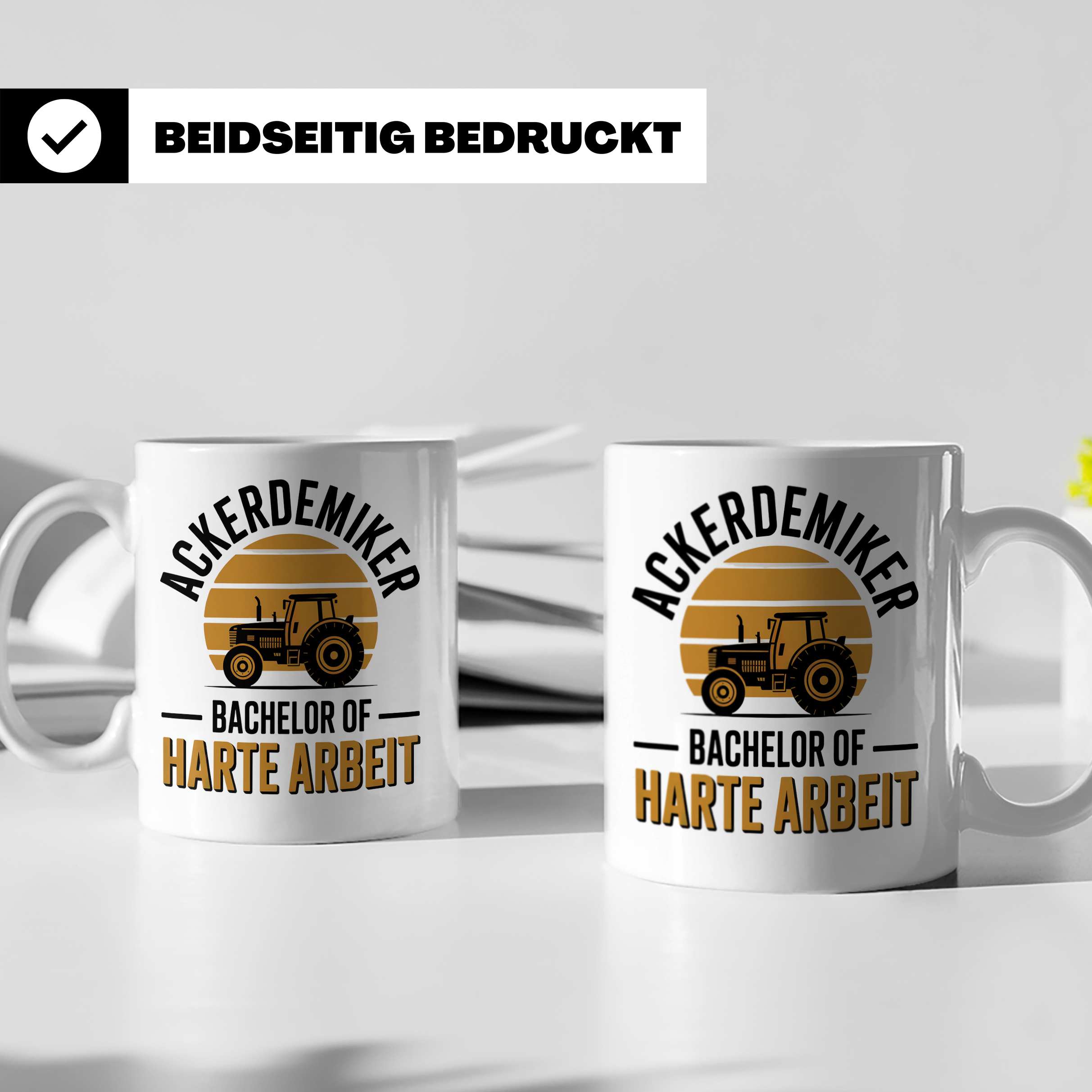 Ackerdemiker Tasse - Bachelor Harte Arbeit - Traktor Landwir – Weiß [farbe:weiß]