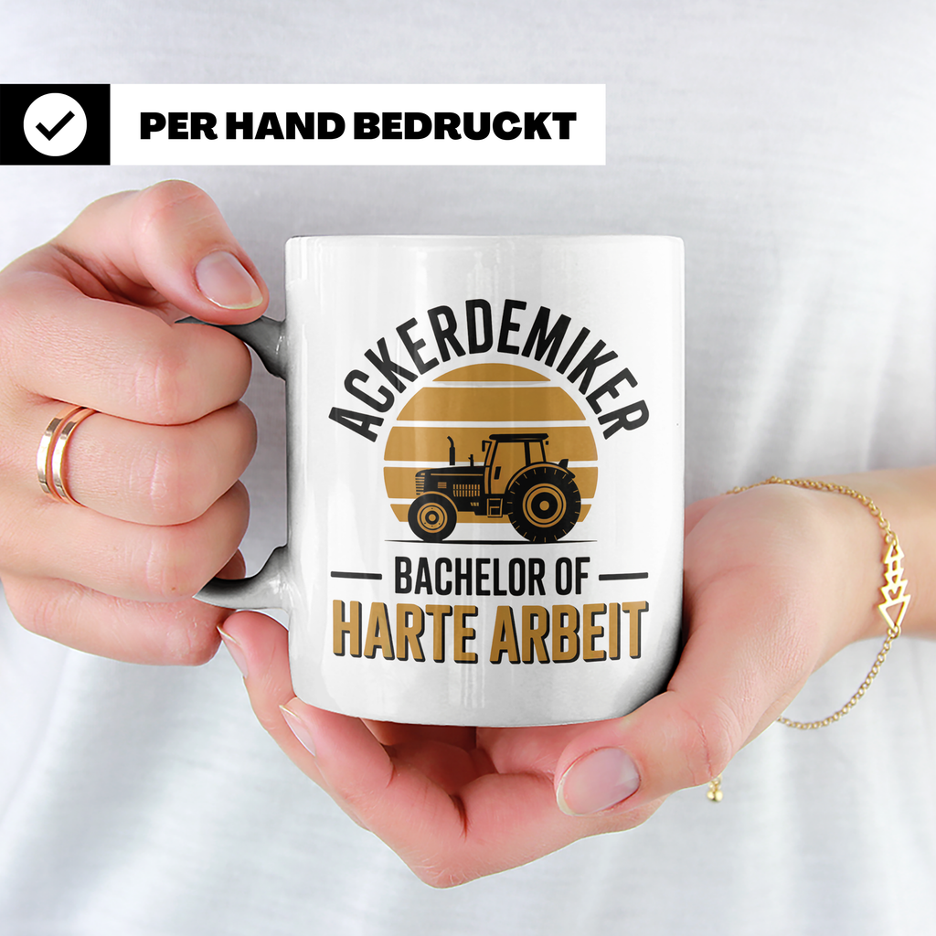Ackerdemiker Tasse - Bachelor Harte Arbeit - Traktor Landwir – Weiß [farbe:weiß]